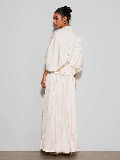 Xavethric Bat Sleeve Ruched Maxi Dress