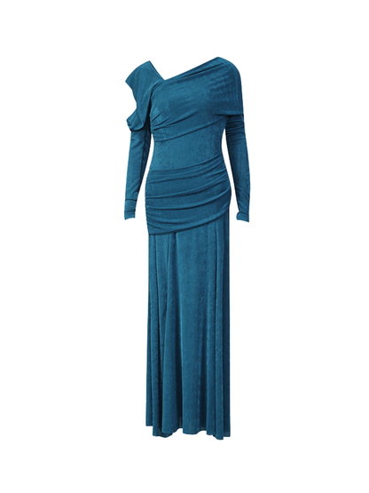 Rosstef One Shoulder Ruched Maxi Dress