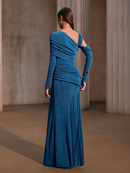 Rosstef One Shoulder Ruched Maxi Dress