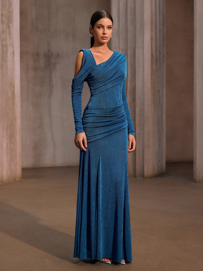 Rosstef One Shoulder Ruched Maxi Dress