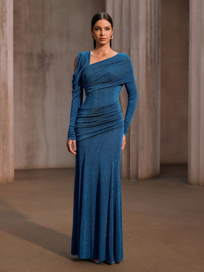 Rosstef One Shoulder Ruched Maxi Dress