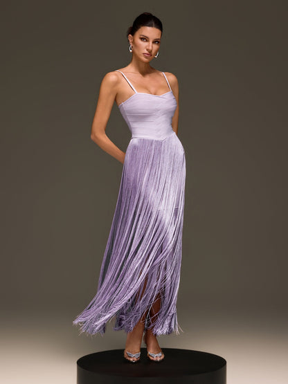 Xorynex Spaghetti Fringe Maxi Dress