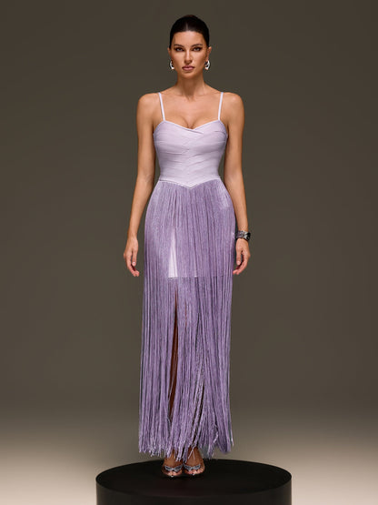 Xorynex Spaghetti Fringe Maxi Dress