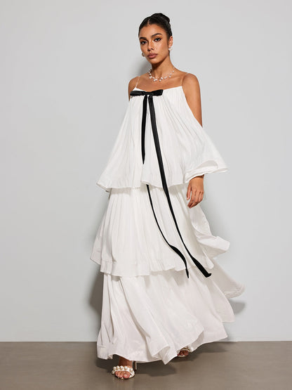 Ylvarion Strapless Tiered Maxi Dress