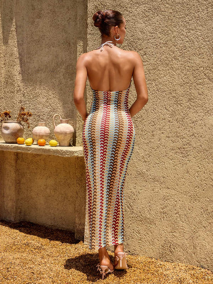Yvoryth V Neck Wavy Maxi Dress
