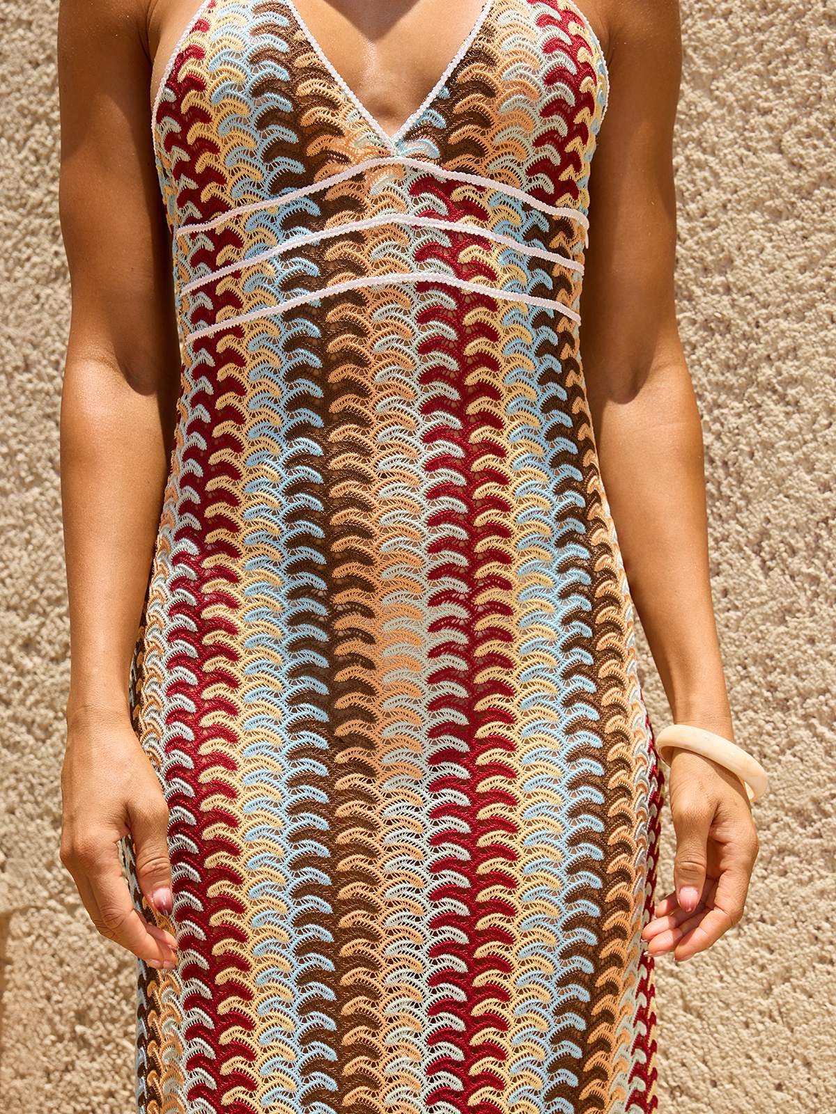 Yvoryth V Neck Wavy Maxi Dress