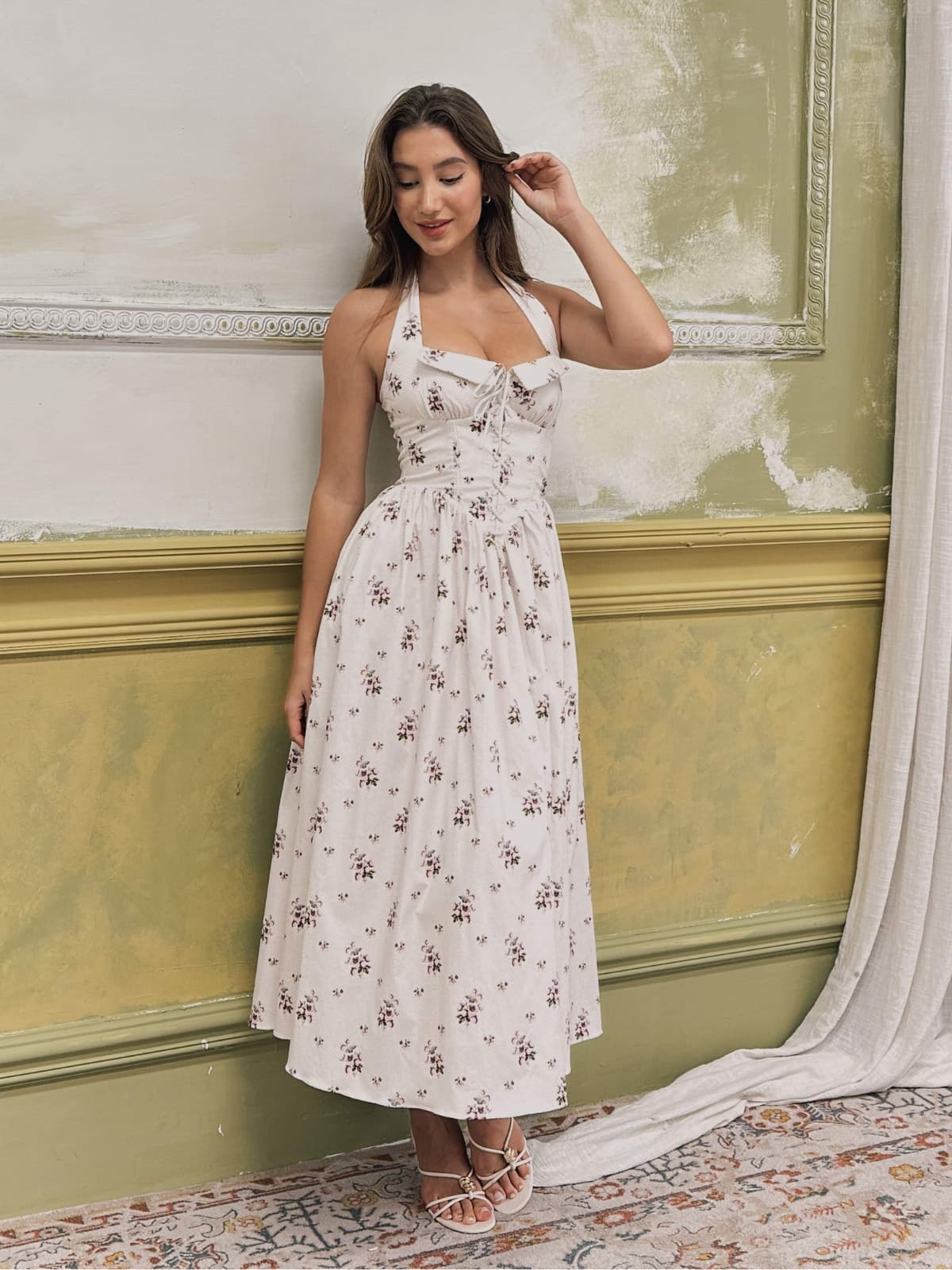 Rosstef Floral Halterneck Midi Giyin