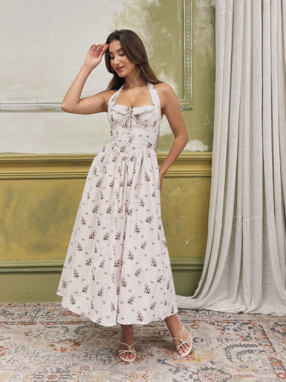 Rosstef Floral Halterneck Midi Giyin
