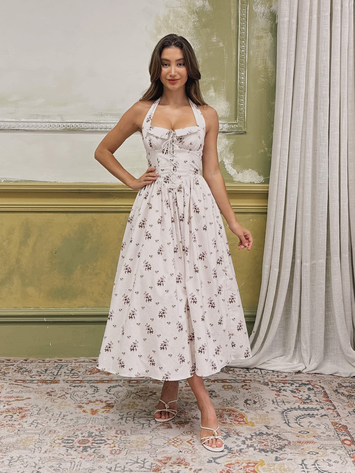 Rosstef Floral Halterneck Midi Giyin