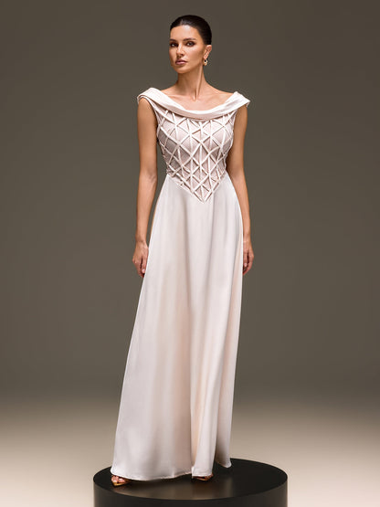Zepharic Sleeveless Satin Maxi Dress