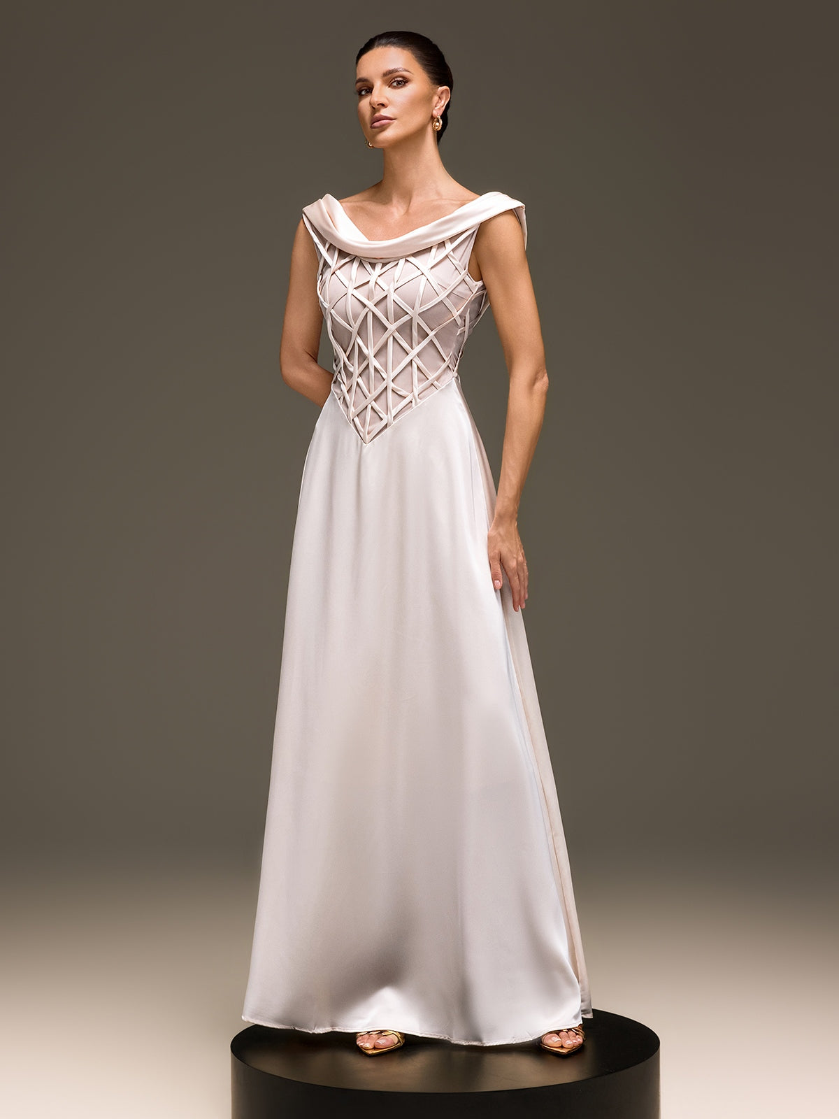 Zepharic Sleeveless Satin Maxi Dress