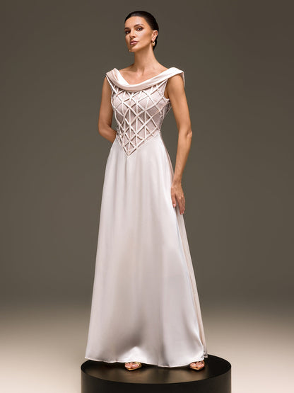 Zepharic Sleeveless Satin Maxi Dress