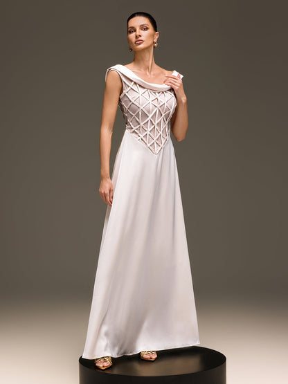 Zepharic Sleeveless Satin Maxi Dress