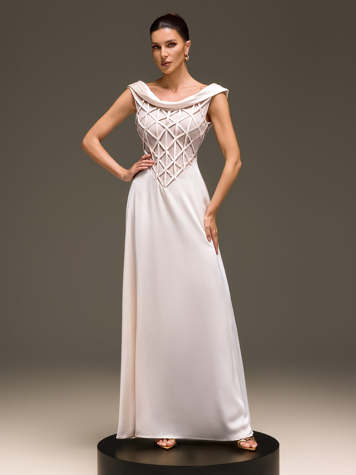 Zepharic Sleeveless Satin Maxi Dress