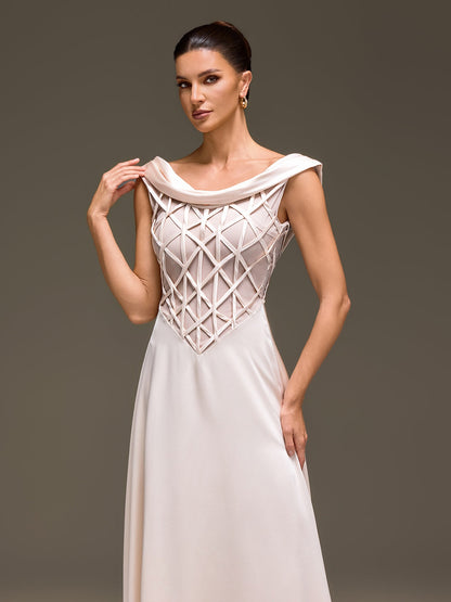 Zepharic Sleeveless Satin Maxi Dress