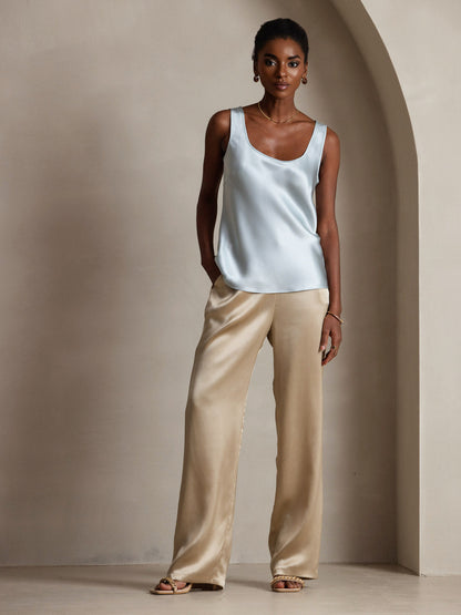 Rosstef 100% Mulberry Silk U Çıkıntılı Tank Top