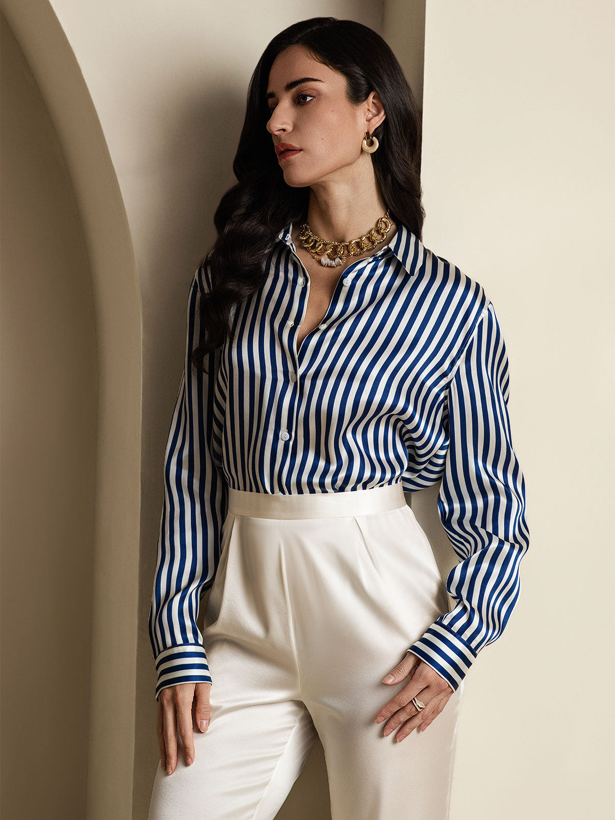 Rosstef 19Momme Kumaş Uzun Cep Long Sleeve Kadın Bluzu