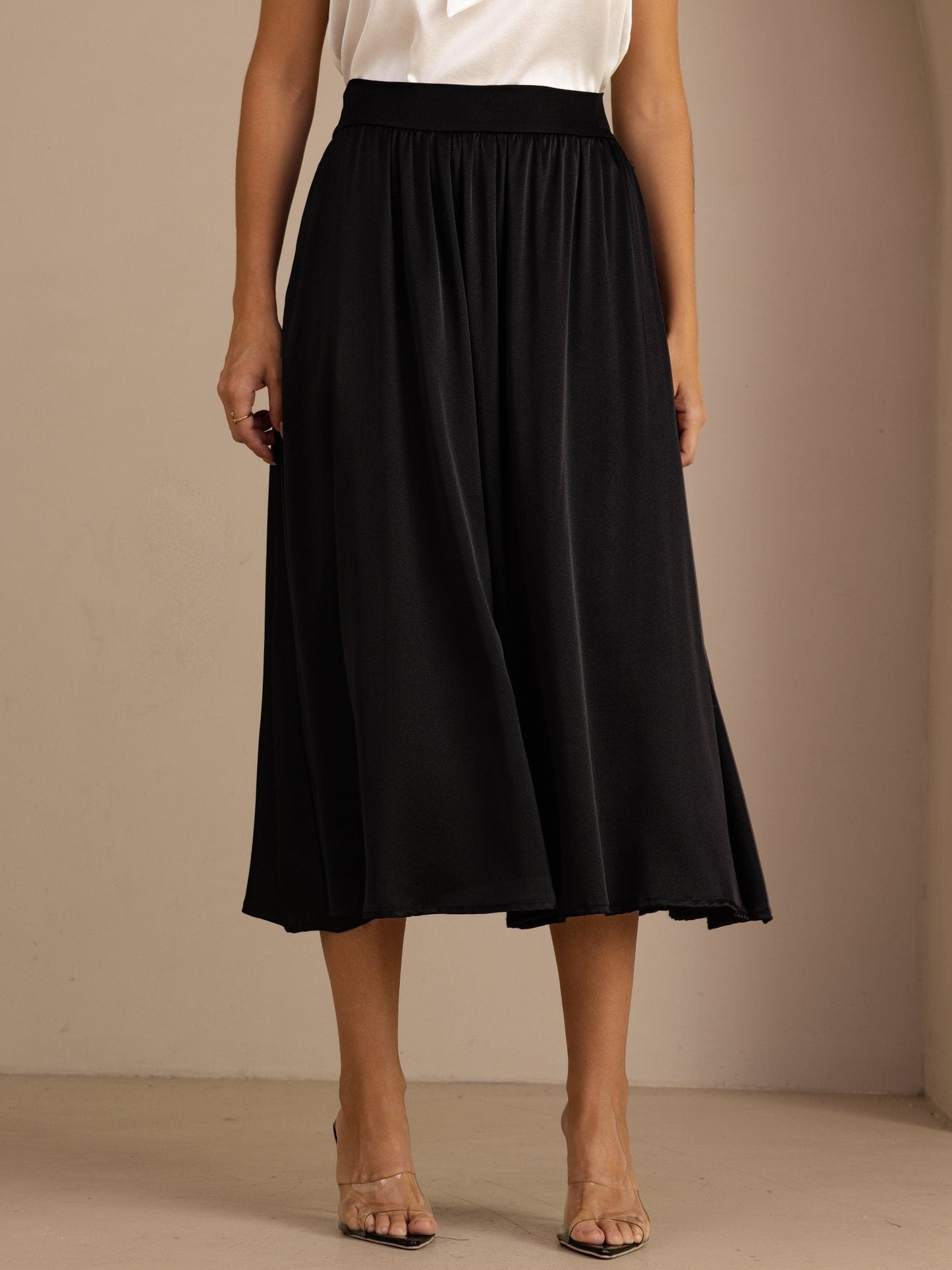 Rosstef 19Momme Stretch Silk A-Line Pleated Skirt