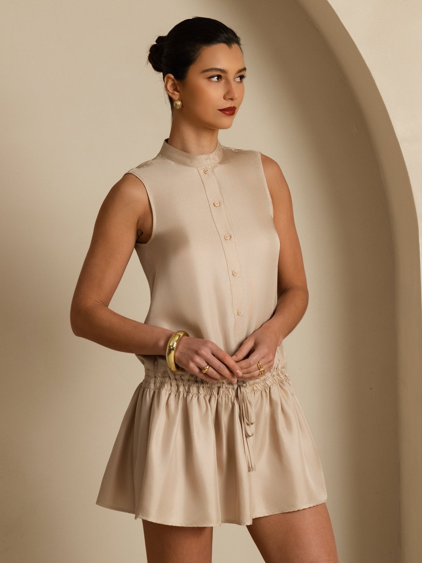 Rosstef Pure Silk Sleeveless Short Dress