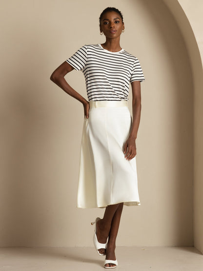 Rosstef Silk A-Line Midi Skirt with Pockets