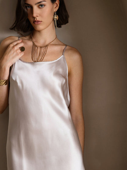 Rosstef Pure Silk Midi Dress with Criss Cross V-Back