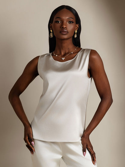 Rosstef 19Momme Silk Sleeveless Round Neck Women's Tank Top