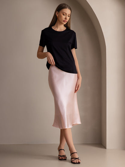 Rosstef 100% Mulberry Silk Stretch Long Straight Skirt