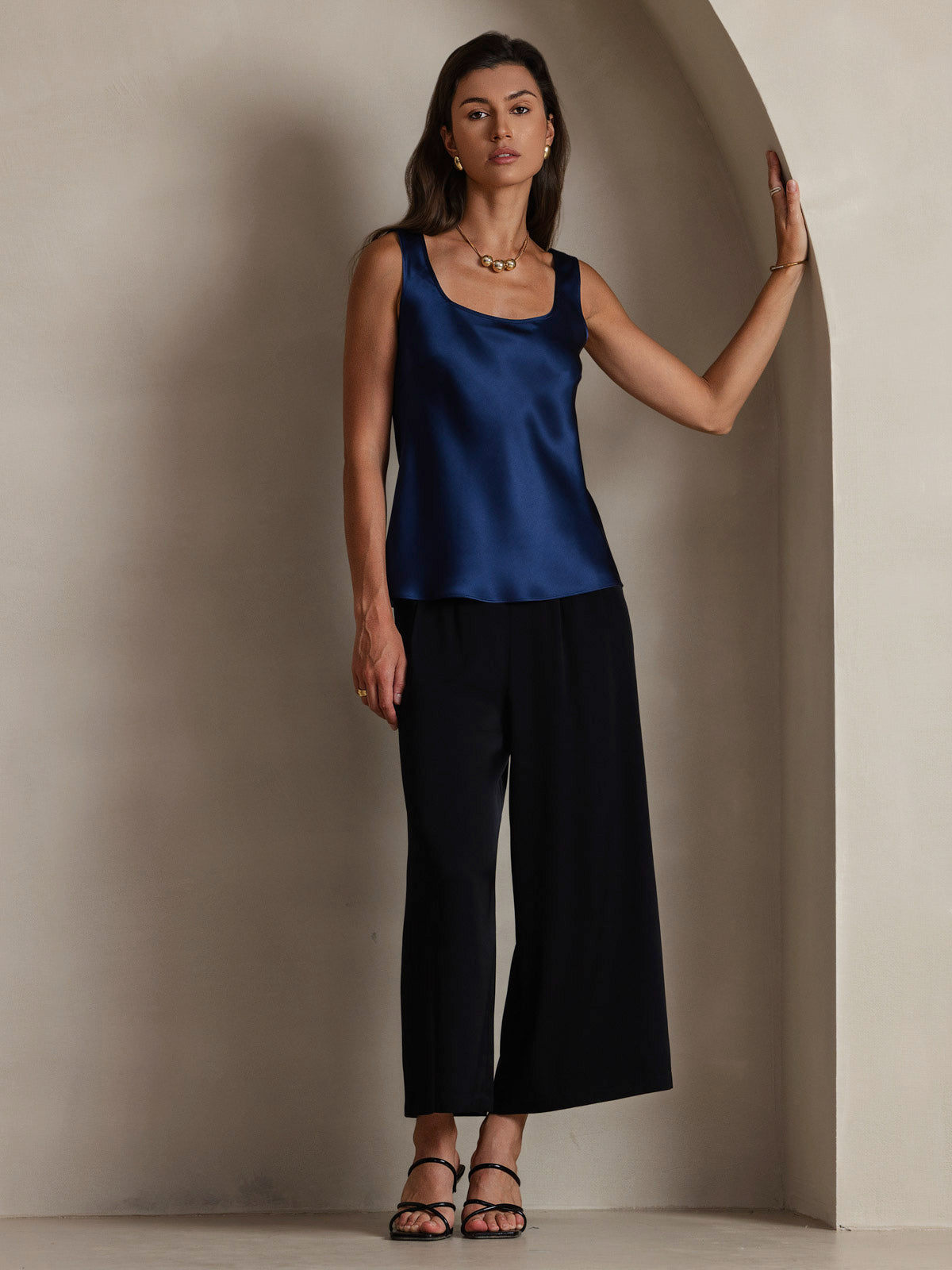 Rosstef 19Momme Silk Sleeveless U Neck Kadın Tank Top