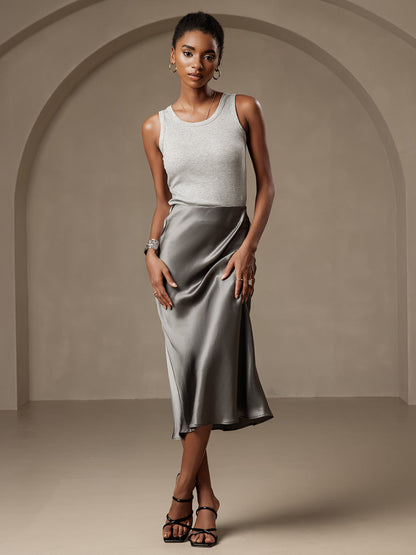 Rosstef 100% Mulberry Silk Stretch Long Straight Skirt
