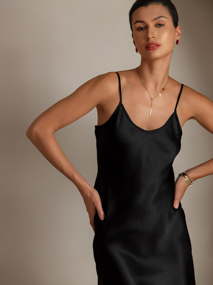 Rosstef Pure Silk Spaghetti Strap Short Dress