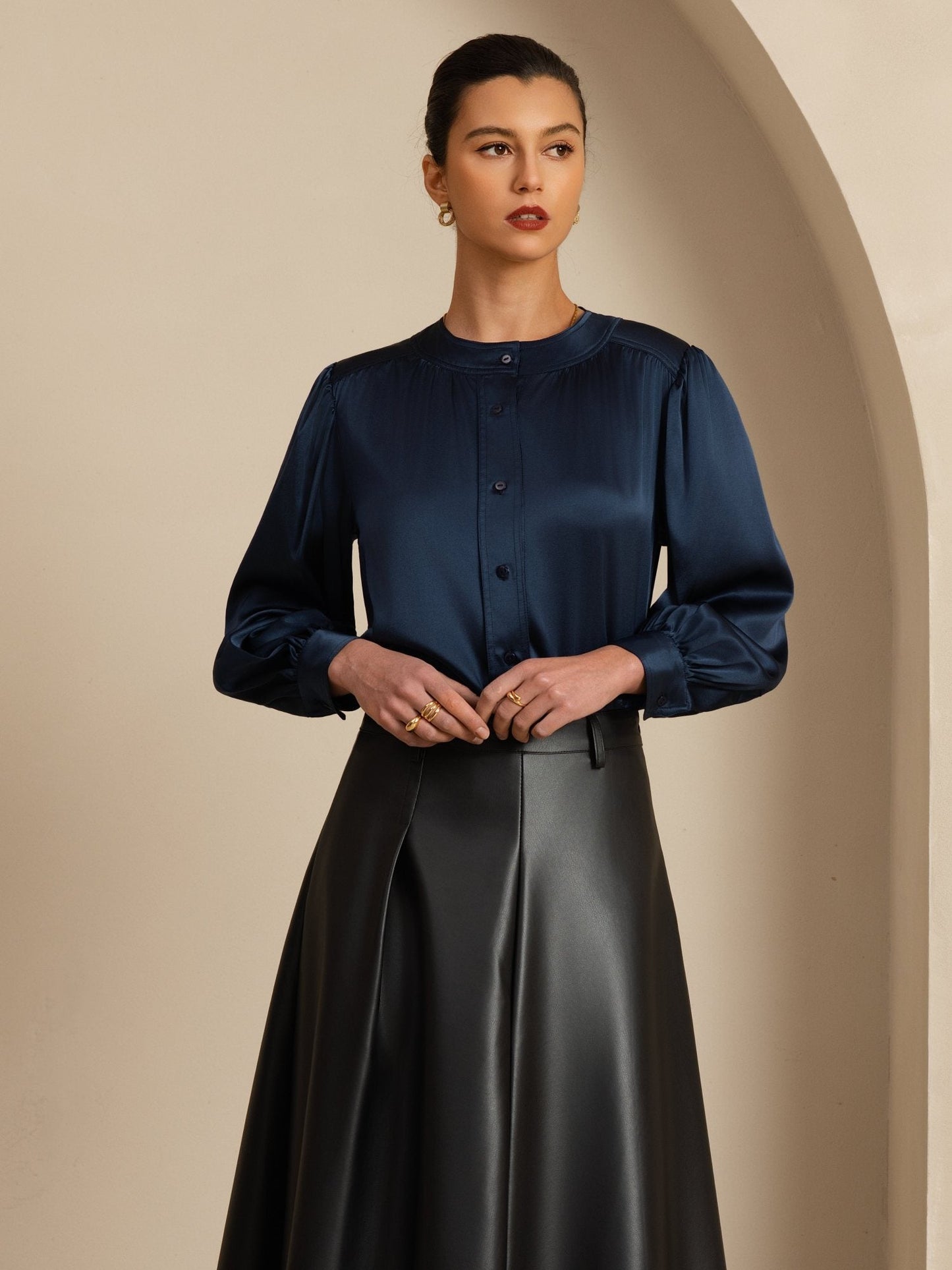 Rosstef 19Momme Stretch Silk Charmeuse Blouse