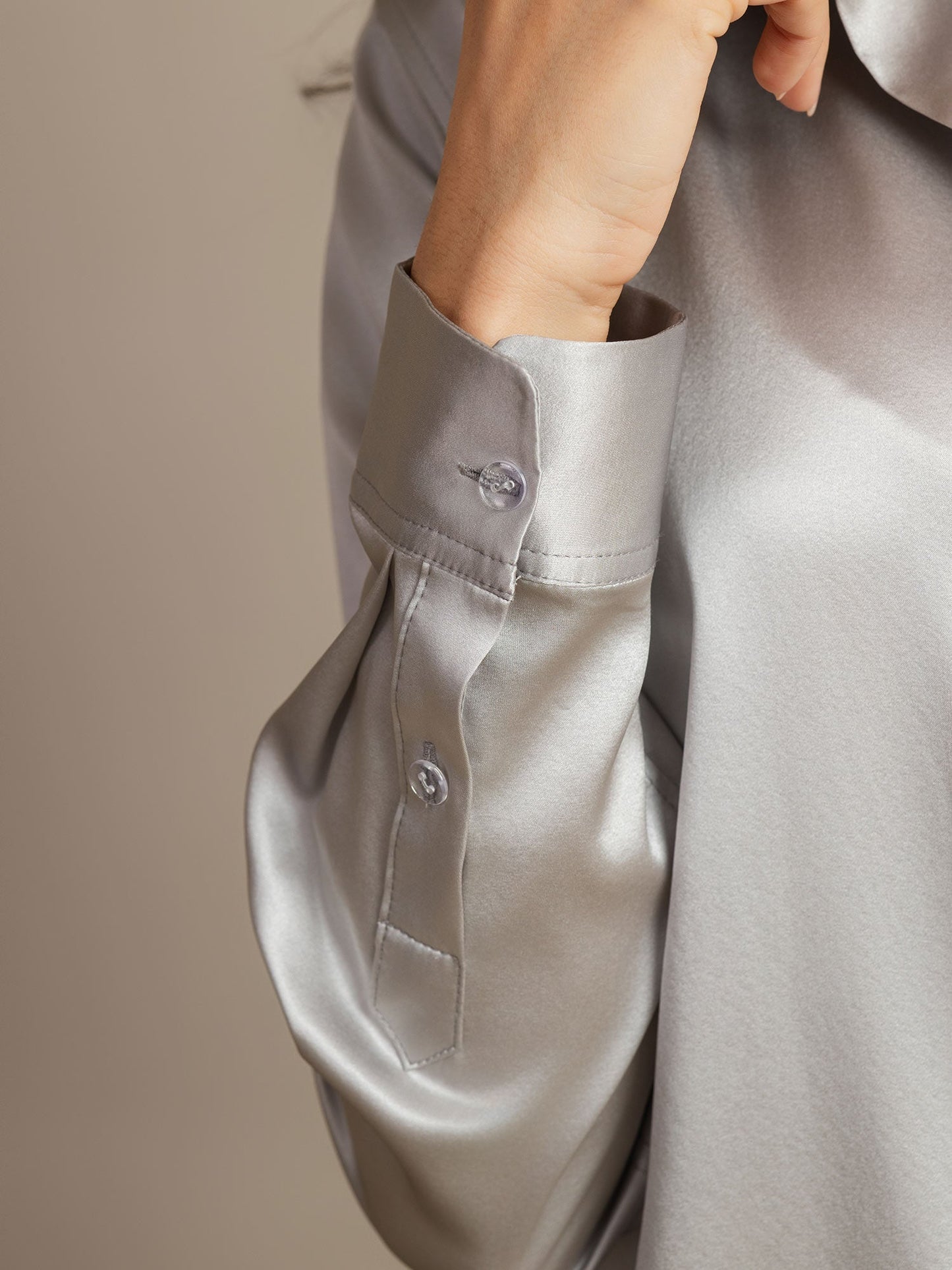 Rosstef 19Momme Sik Long Sleeve Lapel Collar Kadın Günüşü