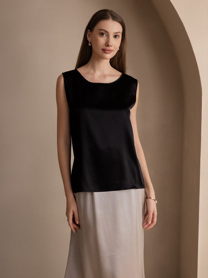 Rosstef 19Momme Silk Sleeveless Round Neck Women's Tank Top