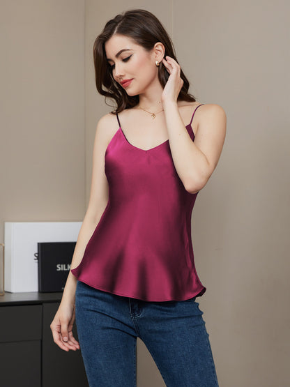 Rosstef 100% Mulberry Silk Spaghetti Strap V Neck Camisole Top