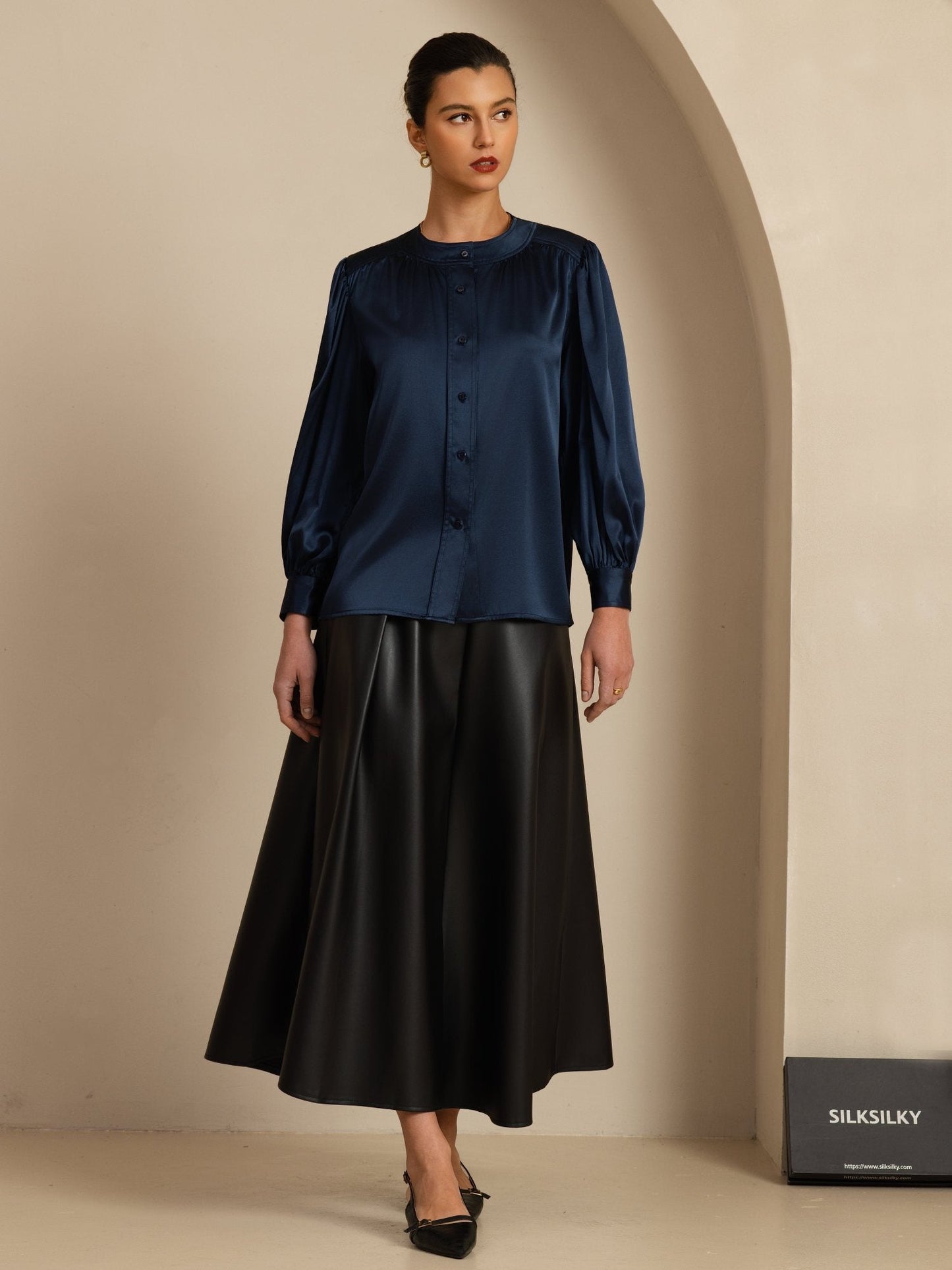Rosstef 19Momme Stretch Silk Charmeuse Blouse