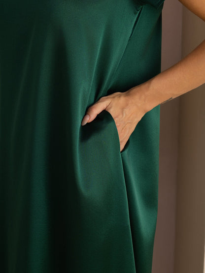 Rosstef 19Momme Silk Midi Dress With Side Pockets