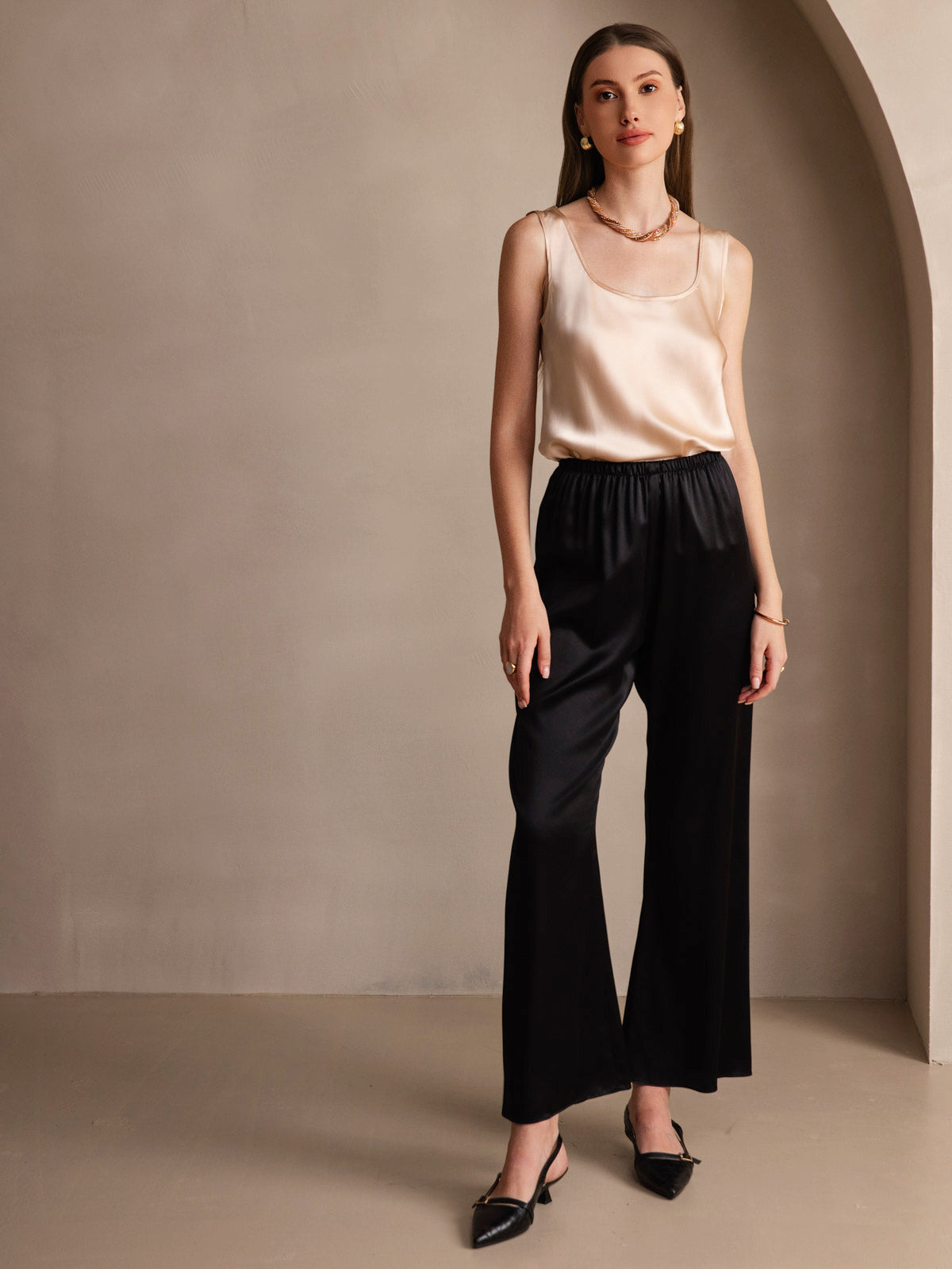 Rosstef 100% Mulberry Silk U Çıkıntılı Tank Top