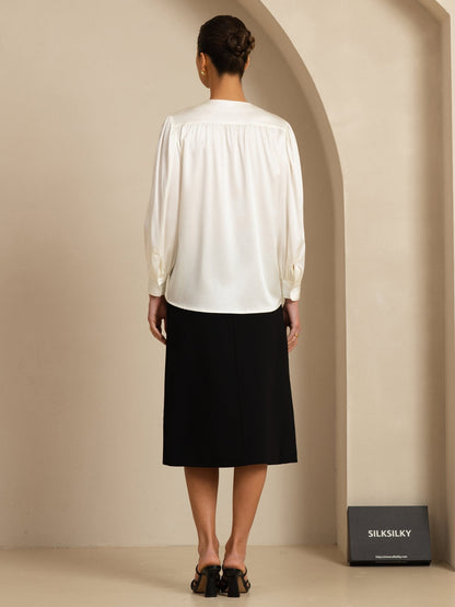 Rosstef 19Momme Stretch Silk Charmeuse Blouse