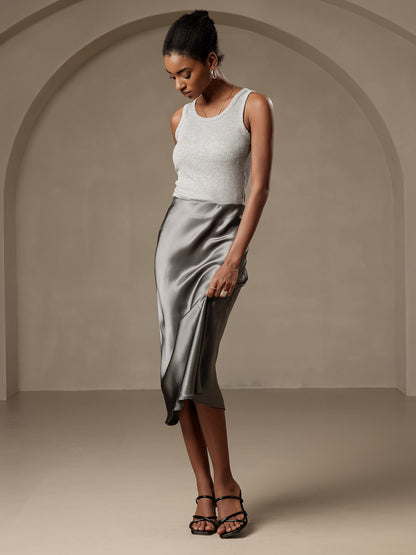 Rosstef 100% Mulberry Silk Stretch Long Straight Skirt