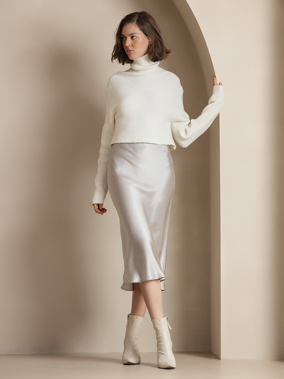 Rosstef 100% Mulberry Silk Stretch Long Straight Skirt