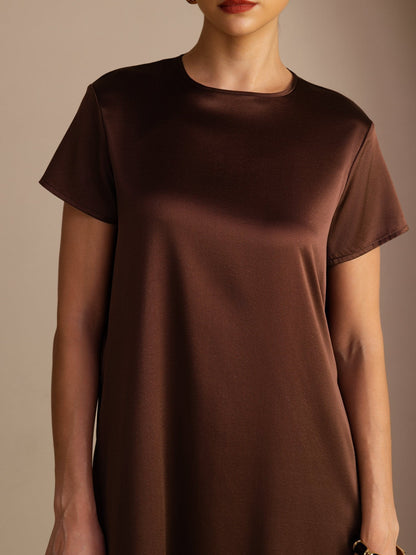 Rosstef 19Momme Silk Midi Dress With Side Pockets