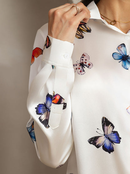 Rosstef Butterfly Print Long Sleeve Bluz
