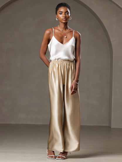 Rosstef 100% Mulberry Silk Spaghetti Strap V Neck Camisole Top