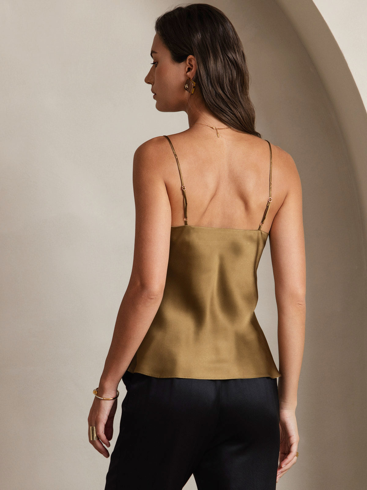 Rosstef 100% Mulberry Silk Spaghetti Strap V Neck Camisole Top