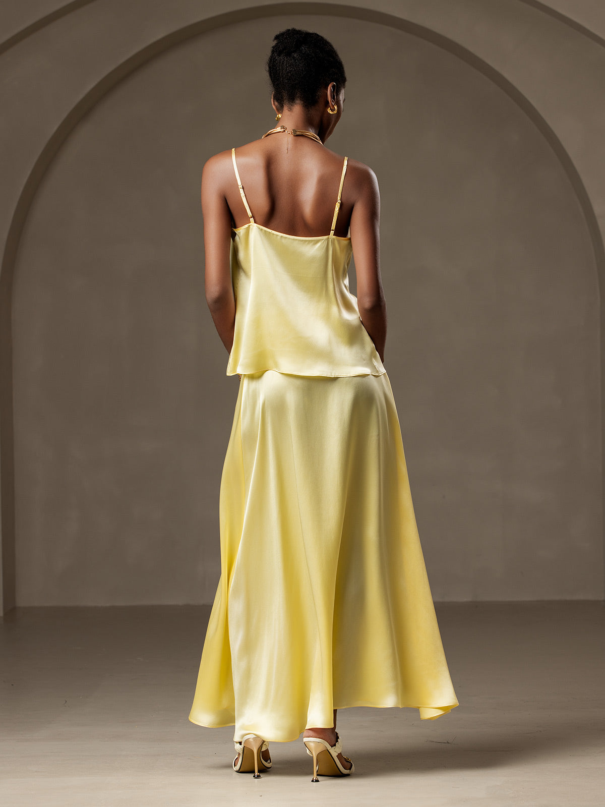 Rosstef 19Momme Silk A Line Maxi Skirt with Lining