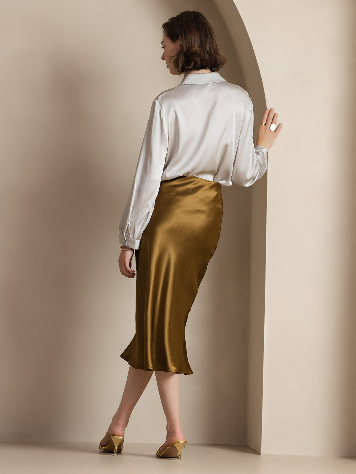 Rosstef 100% Mulberry Silk Stretch Long Straight Skirt