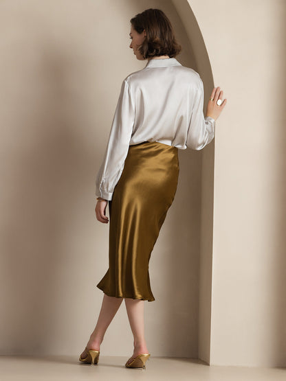 Rosstef 100% Mulberry Silk Stretch Long Straight Skirt