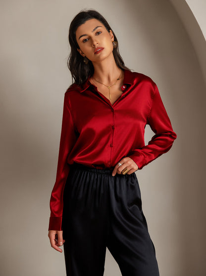 Rosstef 19Momme Sik Long Sleeve Lapel Collar Kadın Günüşü