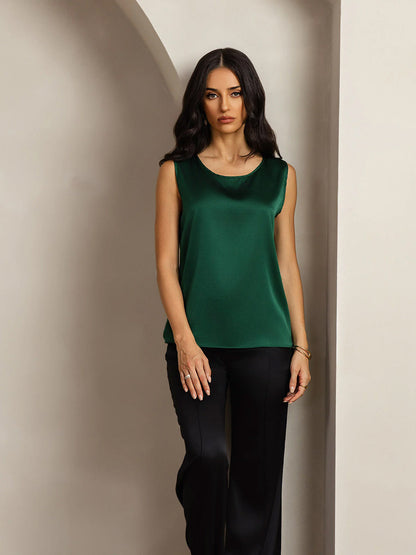 Rosstef 19Momme Silk Sleeveless Round Neck Women's Tank Top