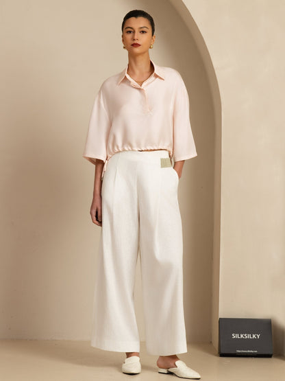 Rosstef Pure Silk Kadın Çift Kol Kaba Bluz